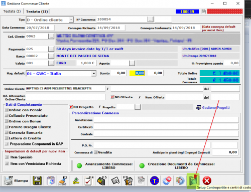 Setup contropartite e centri di costo in commessa – NOTYO