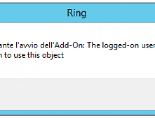 Avvio di Ring → Errore durante l’avvio dell’Add-On