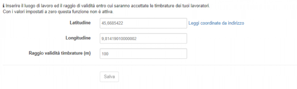 timbratura non geograficamente valida