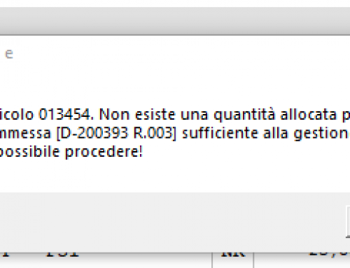 Prelievo ciclo di lavorazione: Non esiste una quantità allocata per questa commessa XXXXXX sufficiente alla gestione richiesta